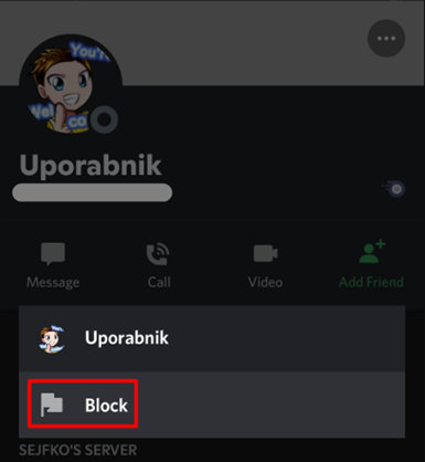 Diskord aplikacija: blokiranje uporabnika