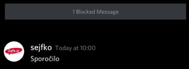 Discord prikaz blokiranega sporočla